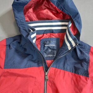 Kids Nautica Red Navy Blue Windbreaker Jacket Size S 8